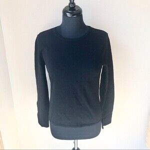 SILX Sweater Black Silk Blend Long Sleeve Top Stretch Crewneck Medium NWT